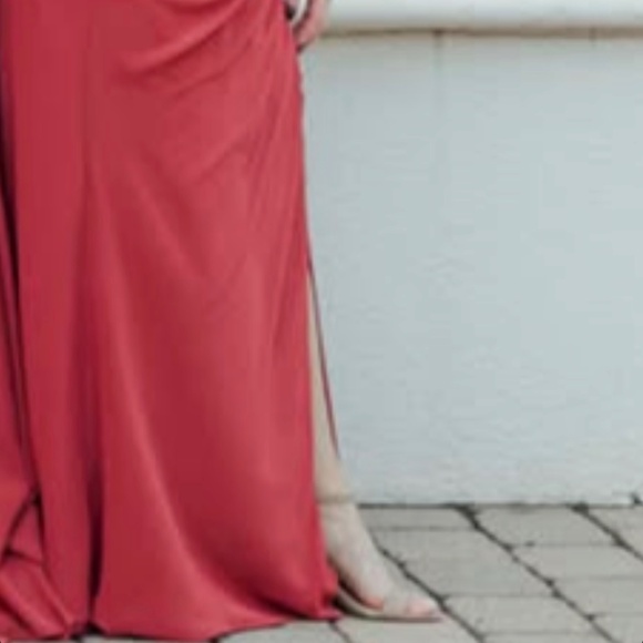 AZAZIE Mero Terracotta Sheath Pleated Chiffon Bridesmaid Dress - Picture 8 of 8